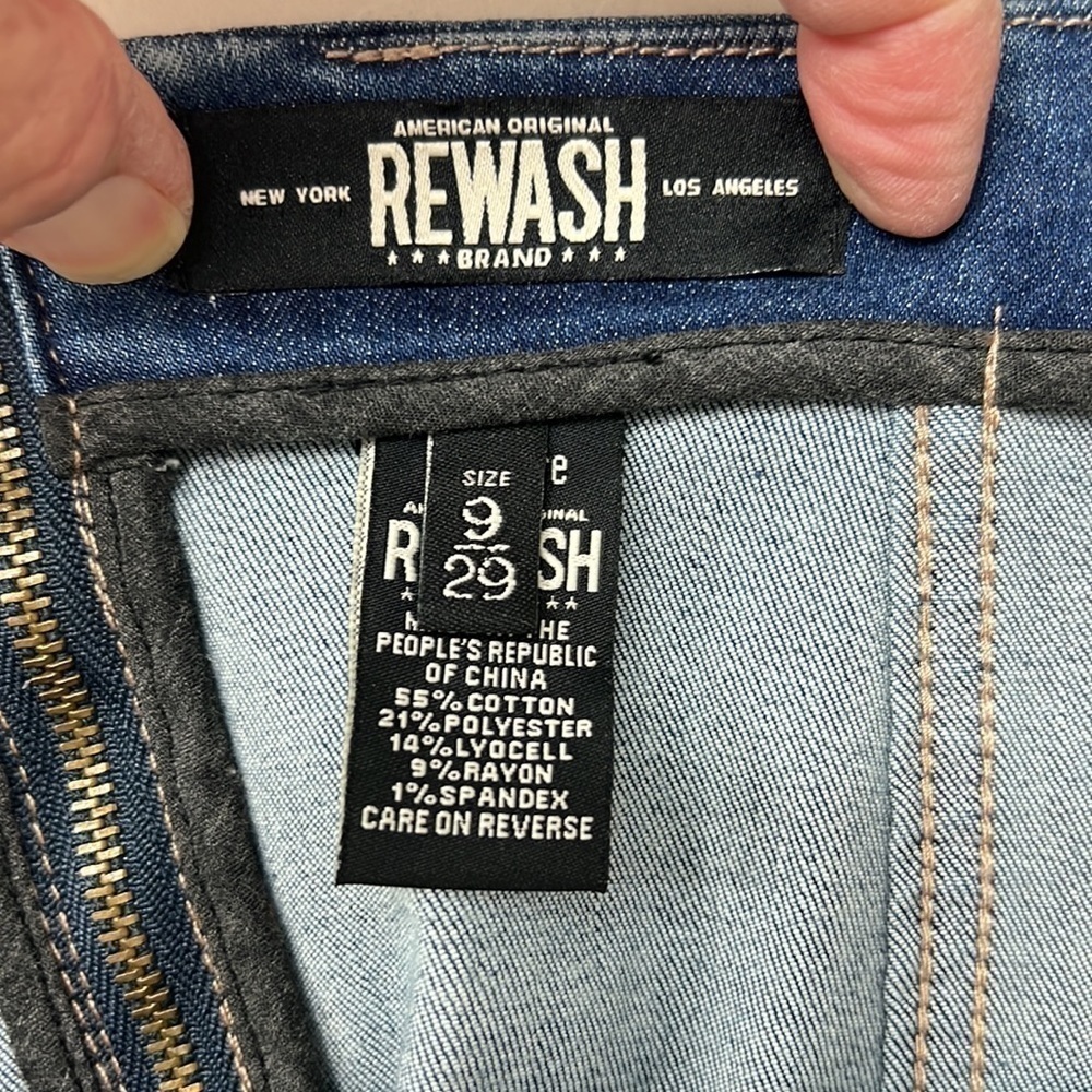 88. REWASH ultra stretch denim A-Line skirt there is a back zipper, size 9 - Picture 5 of 10